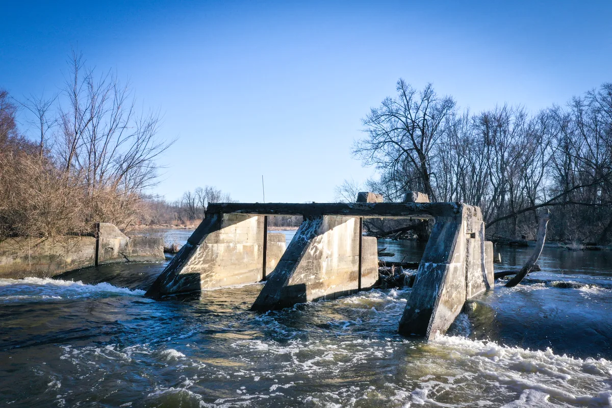 Another view of the primary diversion structure at the Plainwell #2 Dam