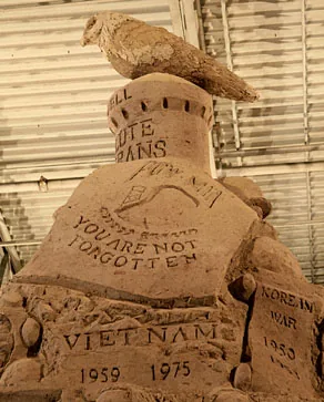 Charlie Wakefield's sand sculpture, built to raise funds for the Veterans Memorial